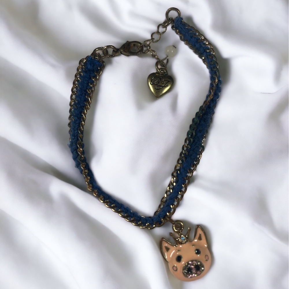 Vintage Betsey Johnson Pig Charm Bracelet